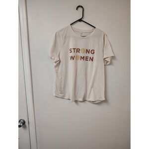 Sonoma Goods For Life Strong Women Graphic Tee Cream Floral Daisy T-Shirt XL